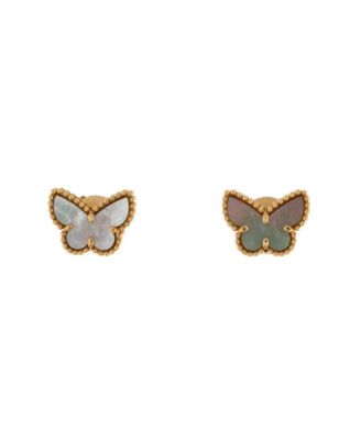 Pre-Owned Van Cleef & Arpels Sweet Alhambra Butterfly Stud Earrings 18K Gold and Mother of Pearl