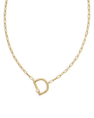 Cultured Freshwater Pearl Initial Pendant Necklace in 14K Gold Plated, 19" 