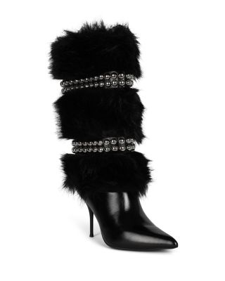 Jeffrey Campbell - Women's Kamilla Embellished Faux Fur Boots