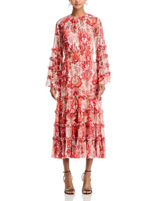 Damask Sunnina Ruffled Tiered Midi Dress