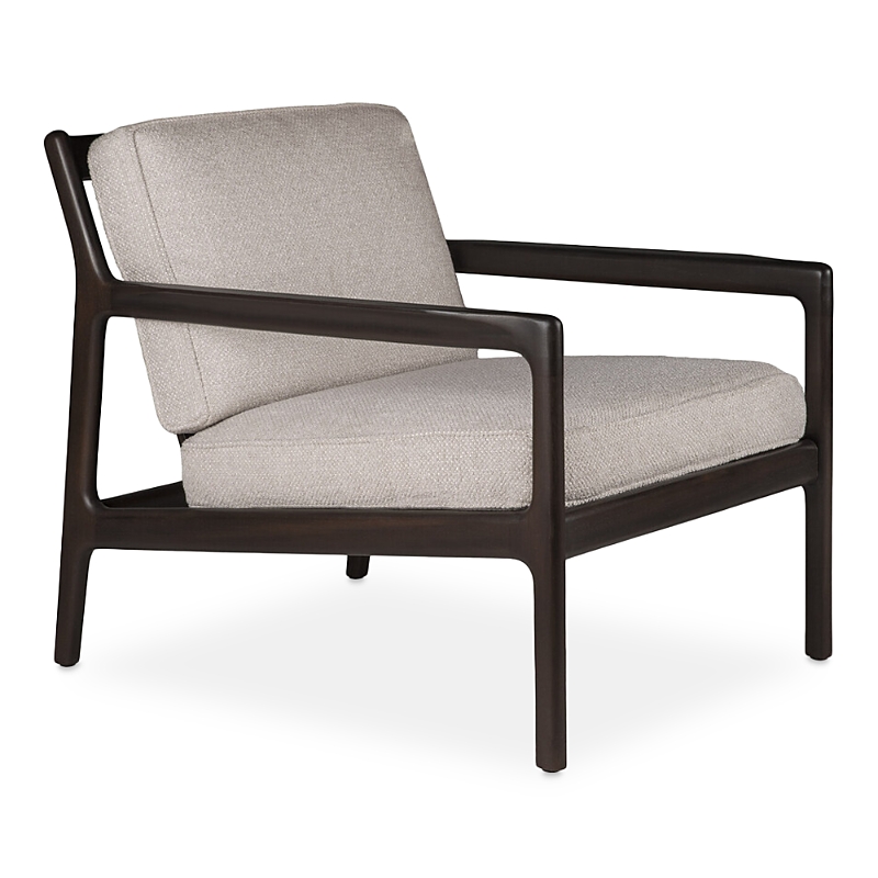 Ethnicraft Jack Lounge Chair In Mahogany Dark Brown W/ Ivory Cushion