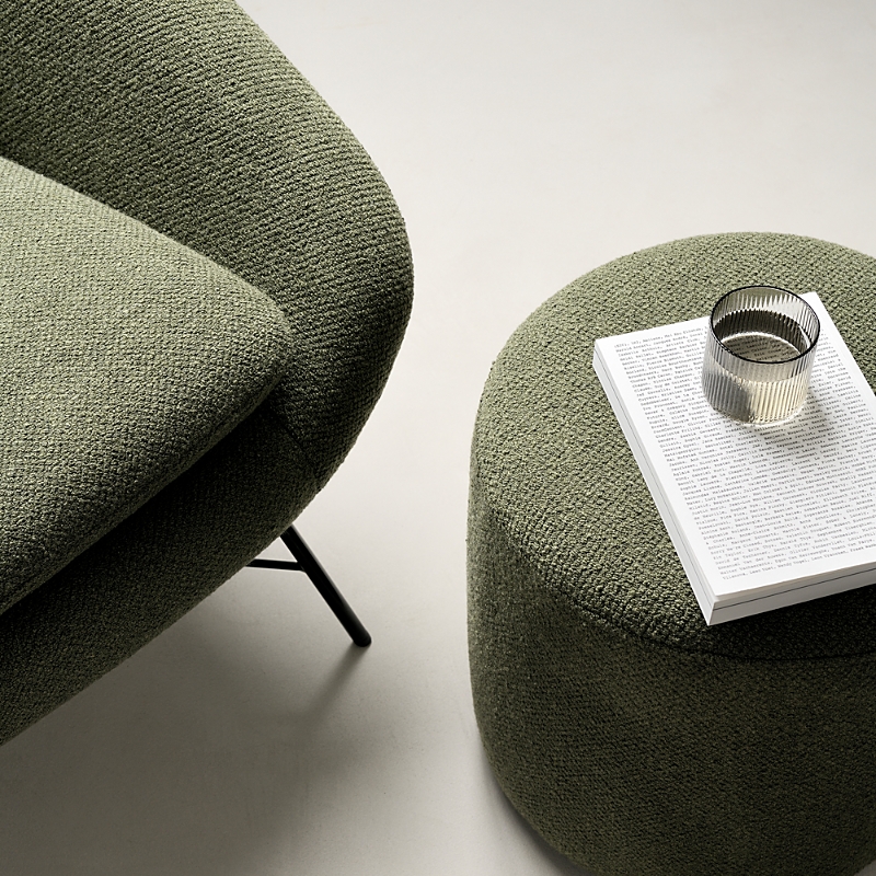 Ethnicraft Barrow Pouf, Medium In Pine Green