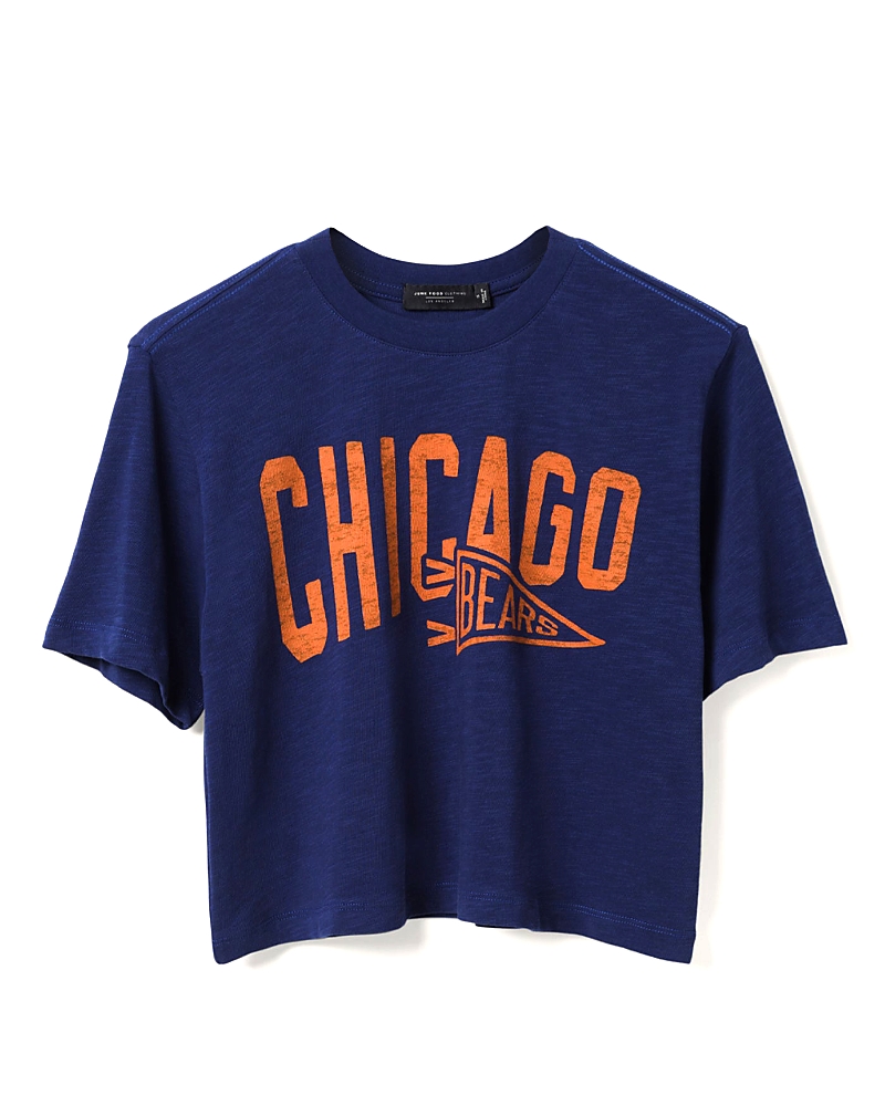 Junk Food Clothing Women's Nfl Chicago Bears Dual Threat Mock Neck Crop Tee In Blue