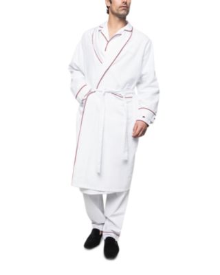 Petite Plume Cotton Flannel Piped Robe