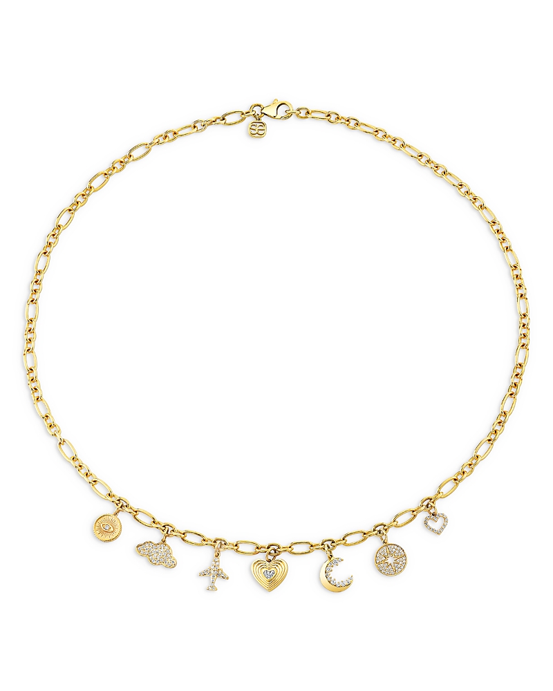 Sydney Evan 14k Yellow Gold Diamond Jet Set Dangle Collar Necklace, 18 In Gold