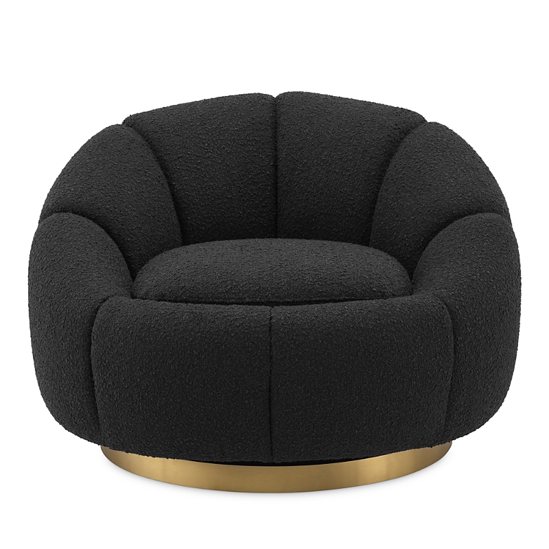 Eichholtz Inger Swivel Chair In Boucle Black