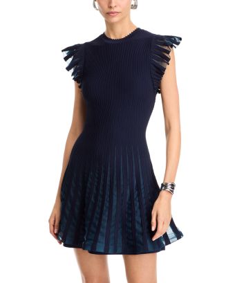 flutter sleeve knit dress Sheer Flutter Sleeve Knit Dress