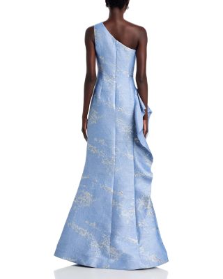 Metallic Jacquard One Shoulder Gown