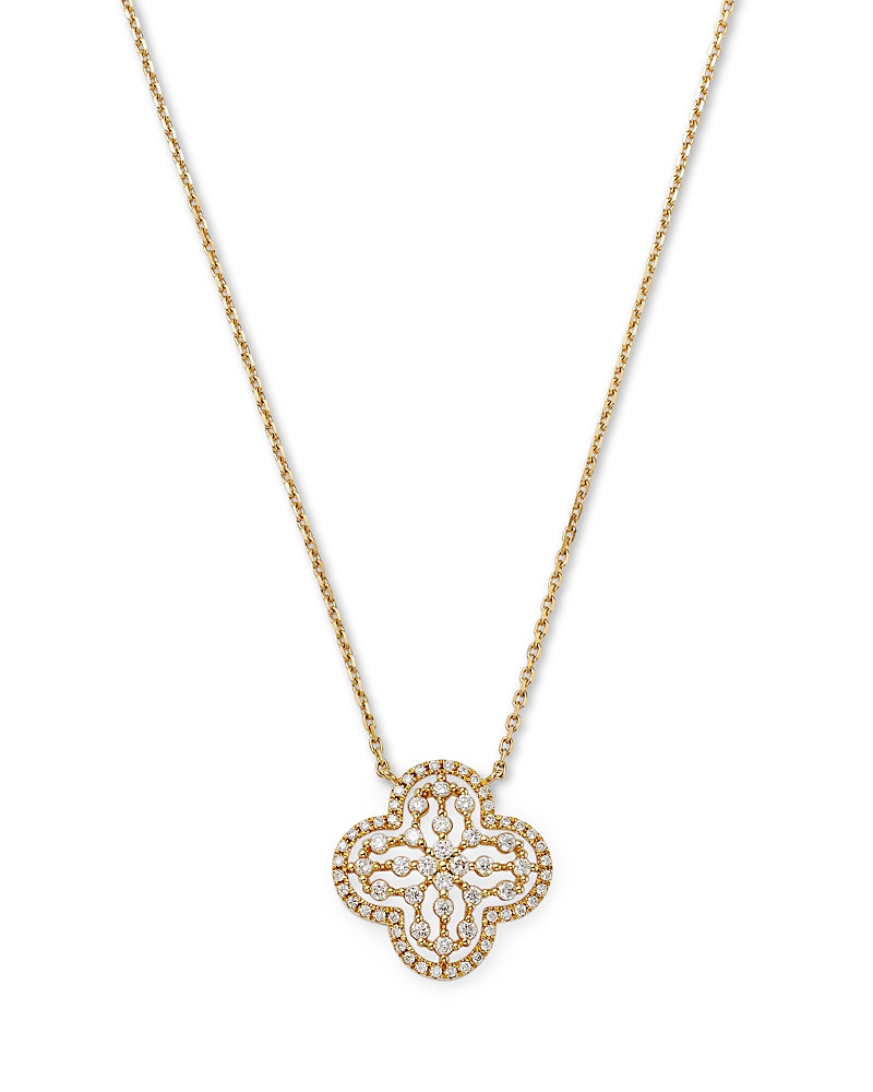 Bloomingdale's Fine Collection Diamond Clover Pendant Necklace In 14k Yellow Gold, 0.68 Ct. T. W. In Gold