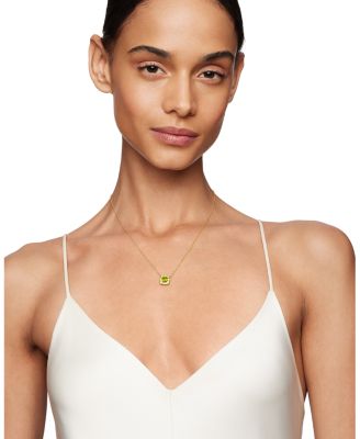 Petite Ch&acirc;telaine&reg; Pav&eacute; Bezel Pendant Necklace in 18K Yellow Gold with Peridot