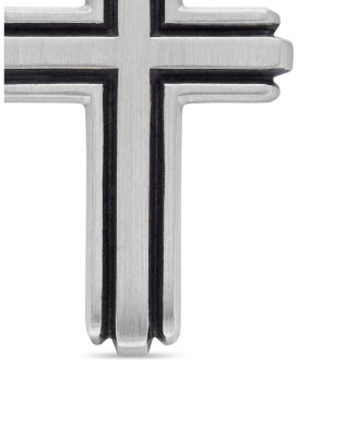 Men's Deco Cross Pendant in Sterling Silver, 34mm