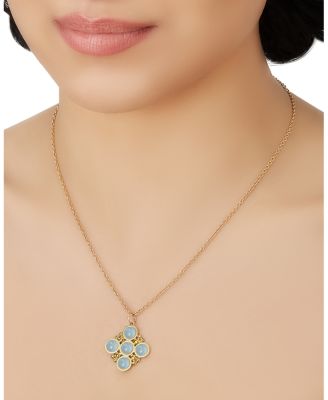 18K Yellow Gold Bubbles Aquamarine Bezel Pendant Necklace, 16-18&amp;quot;