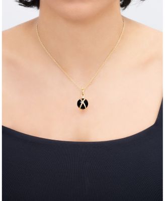 18K Yellow Gold Prisma Black Agate Medium Pendant Necklace, 16-18"
