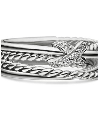 X Collection Ring with Diamonds