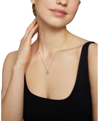 Cable Collectibles Evil Eye Charm Necklace with Blue Sapphire and Diamonds in 18K Gold