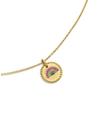 Cable Collectibles Rainbow Necklace with Pink Sapphire, Yellow Sapphire & Tsavorite in 18K Gold