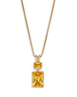 Macaron Cubic Zirconia Double Drop Pendant Necklace in 18K Gold Plated, 16"-18"