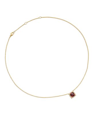 Petite Ch&acirc;telaine&reg; Pav&eacute; Bezel Pendant Necklace in 18K Yellow Gold with Gemstones & Diamonds, 18"