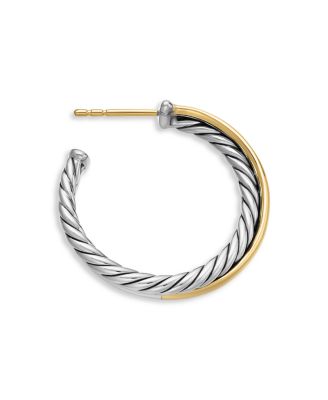 Sterling Silver & 18K Yellow Gold Crossover Medium Hoop Earrings