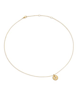 Cable Collectibles Initial Pendant with Diamonds in Gold on Chain, 16-18"
