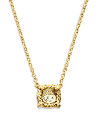 Ch&acirc;telaine&reg; Pendant Necklace in 18K Yellow Gold with Full Pav&eacute; Diamonds, 18"
