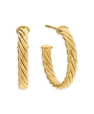 David Yurman - Cablespira&reg; Hoop Earrings in 18K Yellow Gold, 3/4"
