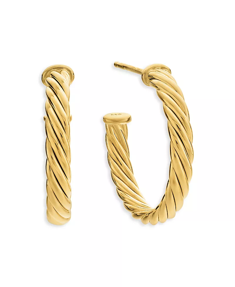 Cablespira Hoop Earrings in 18K Yellow Gold, 3
