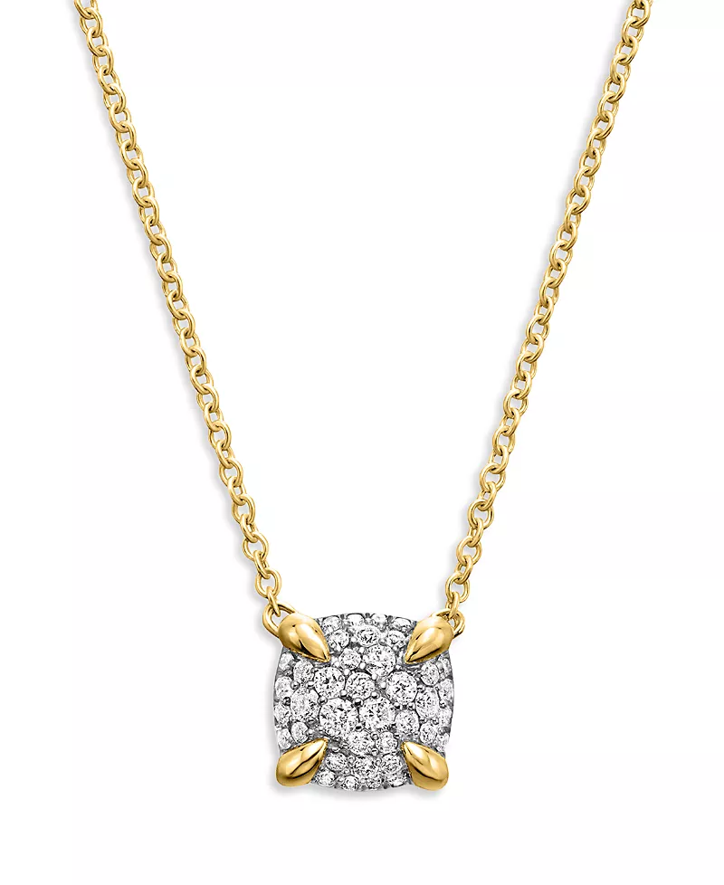 David Yurman Chatelaine Pendant Necklace in 18K Yellow Gold with Full Pave Diamonds, 18
