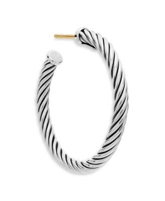 Sterling Silver Cable Hoop Earrings, 1 inch