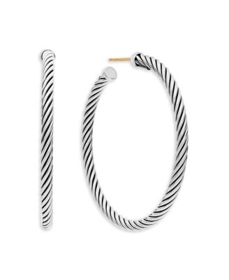 David Yurman - Sterling Silver Cable Hoop Earrings, 1.5 inch