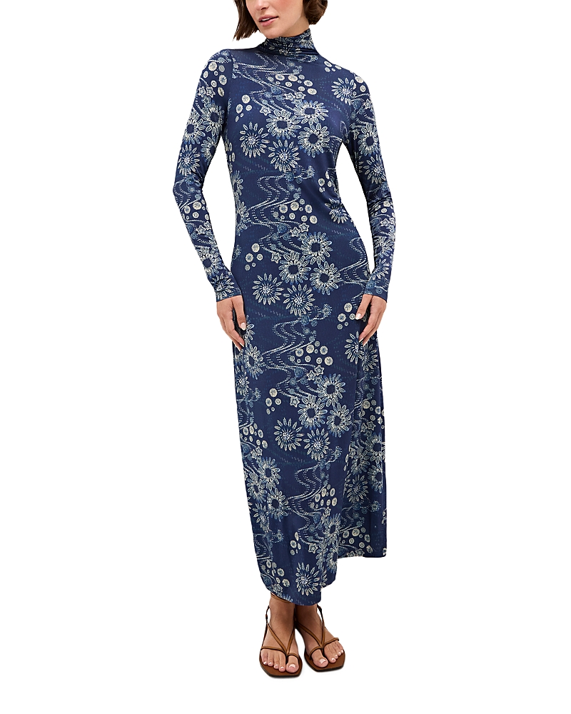 Marie Oliver Paxton Floral-print Turtleneck Midi Dress In Orion
