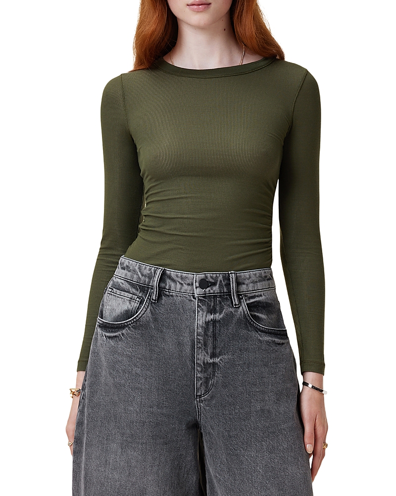 Allsaints Side Ruched Top In Grape Leaf