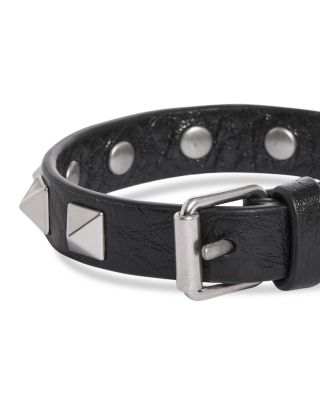 Stud Embellished Leather Bracelet