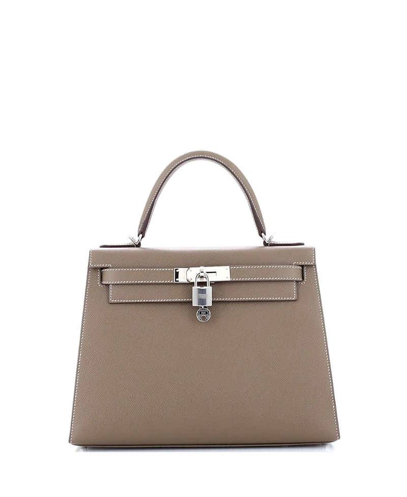 Pre-owned Pre-owned Hermes Hermes Kelly 28 Handbag Grey Epsom With Palladium Hardware In Etoupe