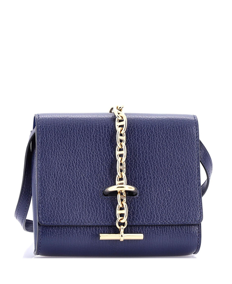 Pre-owned Pre-owned Hermes Hermes Chaine D'ancre Compact Wallet On Strap Chevre Mysore In Blue