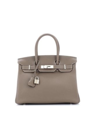 Pre-Owned HERMÈS - Birkin 30 Handbag Grey Clemence with Palladium Hardware