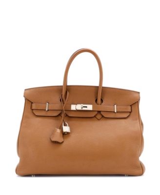 Pre-Owned HERMÈS - Birkin 35 Handbag Brown Clemence with Palladium Hardware