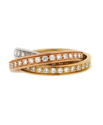 Pre-Owned Cartier Trinity Ring 18k Tricolor Gold with Diamonds