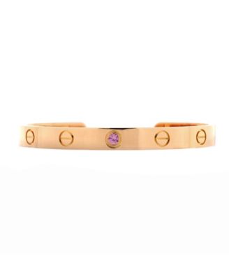 Pre-Owned Cartier Love Cuff Bracelet 18k Rose Gold with Pink Sapphire