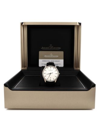 Master Ultra Thin Date Automatic Watch in White Gold and Alligator with Diamond Bezel 40mm