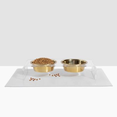 Small Double Bowl Pet Feeder, 1 Pint Bowls