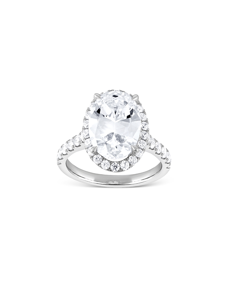 Bloomingdale's Fine Collection Lab Grown Diamond Oval & Round Cut Halo Engagement Ring In 18k White Gold, 5.0 Ct. T. W. In White