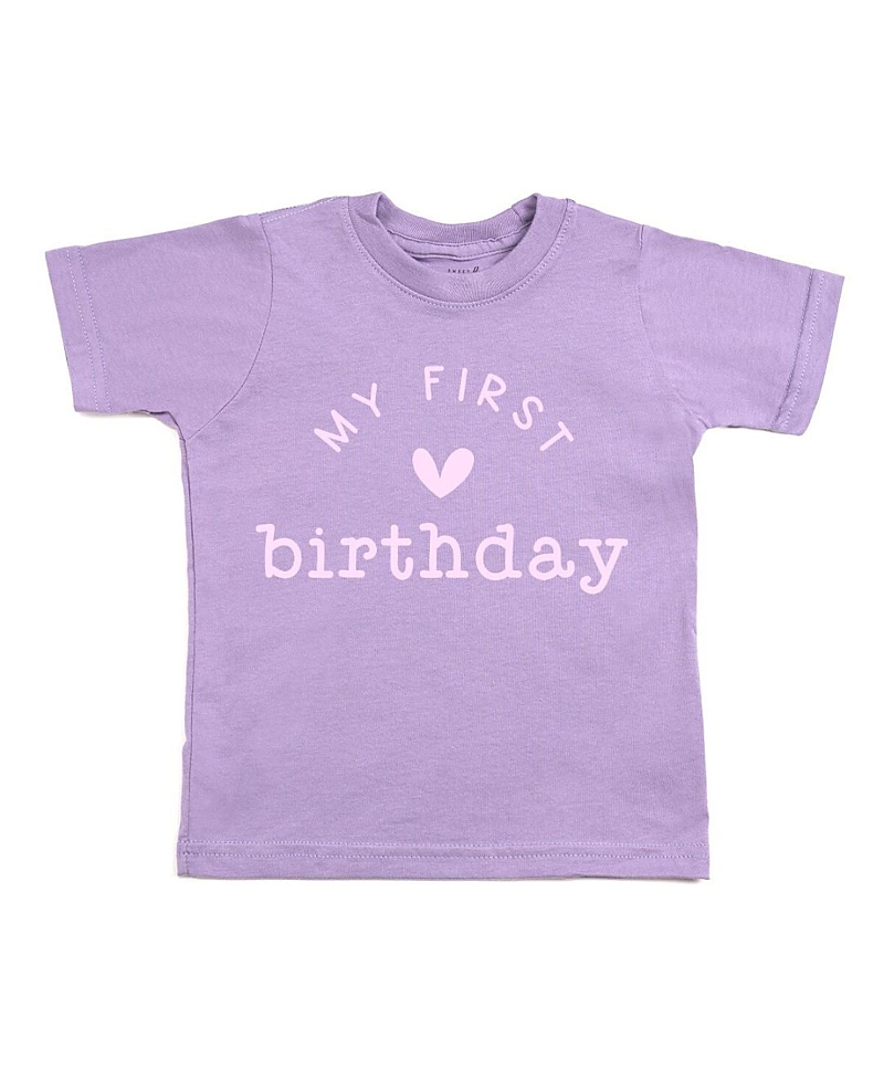 Sweet Wink Girls' My First Birthday Short Sleeve T-shirt - Little Kid In Lavender