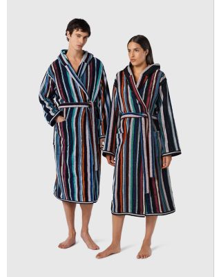 Chandler Metallic Stripe Hooded Bathrobe