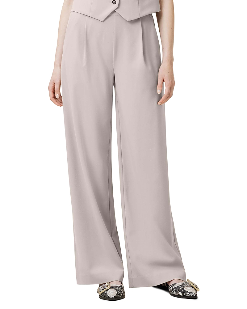 Allsaints Womens Greige Brown Aleida Wide-leg Mid-rise Recycled Polyester-blend Trousers In Greige Brown