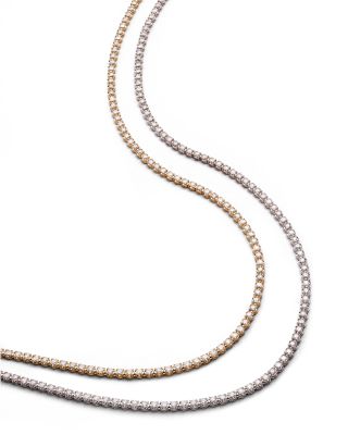 Diamond Crown Set Tennis Necklace in 14K White or Yellow Gold, 5.0 tcw