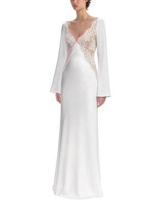x Christopher Kane Lace Satin Long Sleeve Maxi Dress