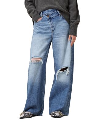 Aki Crossover High Rise Wide Leg Jeans in Light Indigo