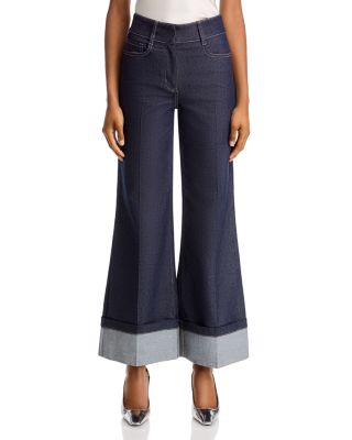 Raquelita Sheen High Rise Wide Leg Jeans in Dark Denim Blue