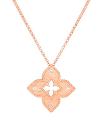 18K Rose Gold Venetian Princess Black &amp; White Diamond Reversible Pendant Necklace, 18&amp;quot;